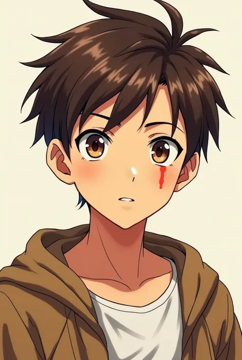 It generates a 19-year-old anime-style boy with brown hair, brown eyes and brown skin and a scar on his eye. 