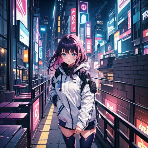 1 girl,ULTRA,4K,the background is in the city at night,wearing an soft jacket, beautiful 