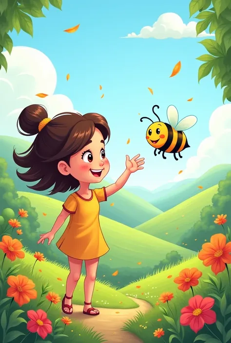 Bumble bee with girl book cover cartoon 