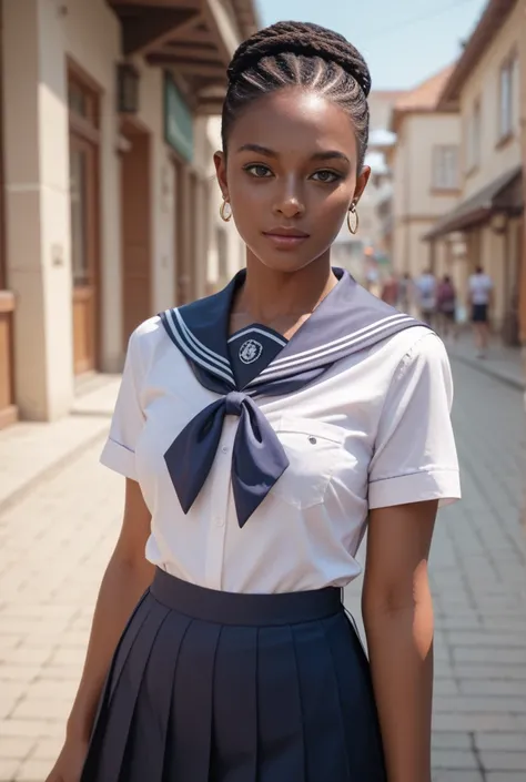 #realistic
#African village humble girl around s of age in school uniform 