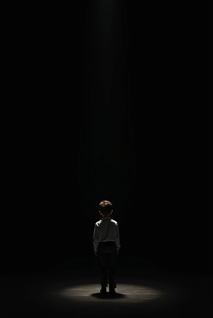 A boy stand like meet with celebrity with black background 