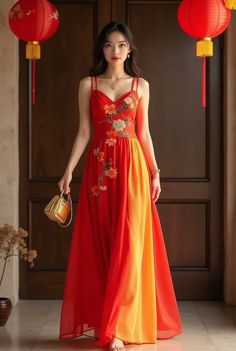 tạo trang phục cho nữ”Áo dài truyền thống ( for scenes from home ):  Red or yellow long dress ,  show celebrating the cultural beauty of the New Year.
 Comfortable clothes on the move :  Lightweight shirt ,  jeans or down skirt ,  help create dynamics and ...