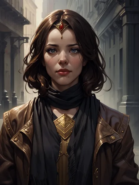 a woman in a black scarf and gold headpiece, fantasy concept art portrait, beautiful character painting, character concept art portrait, stunning character art, character art portrait, portrait of a female mage, rpg portrait concept art, character portrait...