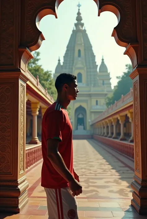 Create a video on this ronaldo going hindu temple 