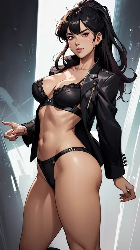 arafed image of a woman in a black bra and a woman in a black jacket, seductive anime girl, style artgerm, extremely detailed artgerm, by Yang J, artist artgerm i and wlop, ig model | artgerm, artgerm and wlop, wlop and artgerm, style of charlie bowater