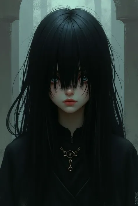 Do an oc , with long black hair,fringe, black eyes ,to hide 