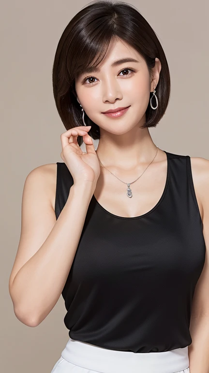 ((Short Hair)),Genuine,whole body,（Wearing golf wear）、Beautiful older sister、very detailed、detailed、((High resolution)),8k、((Stretching pose)),beautifully、Well-shaped eyes、(Korean women)､Beautiful Skin、Detailed face、(charm)、Brunette Hair、20th Generation、Bu...