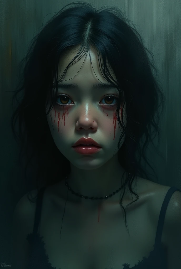 Make a book cover title of SWEET ILLNESS by DarkerHiddenHiper A girl swallowed by a dark, full of pain, tears, and sweat.