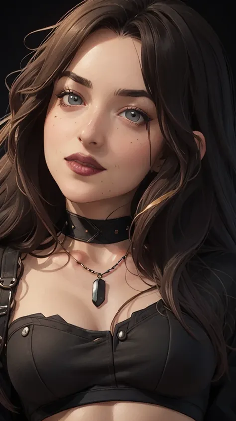  Close-up of a woman in a black blouse and a black bra ,  Charlie Bowater art style , estilo Charlie Bowater, vampire portrait, arte do personagem Charlie Bowater, Alena Aenami and Artgerm, Neoartcore e Charlie Bowater,  Charlie Bowater rich and deep color...