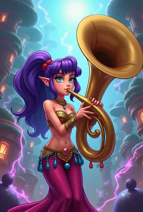 Shantae the gienie plays the tuba 