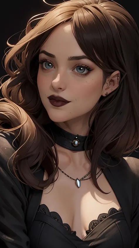  Close-up of a woman in a black blouse and a black bra ,  Charlie Bowater art style , estilo Charlie Bowater, vampire portrait, arte do personagem Charlie Bowater, Alena Aenami and Artgerm, Neoartcore e Charlie Bowater,  Charlie Bowater rich and deep color...