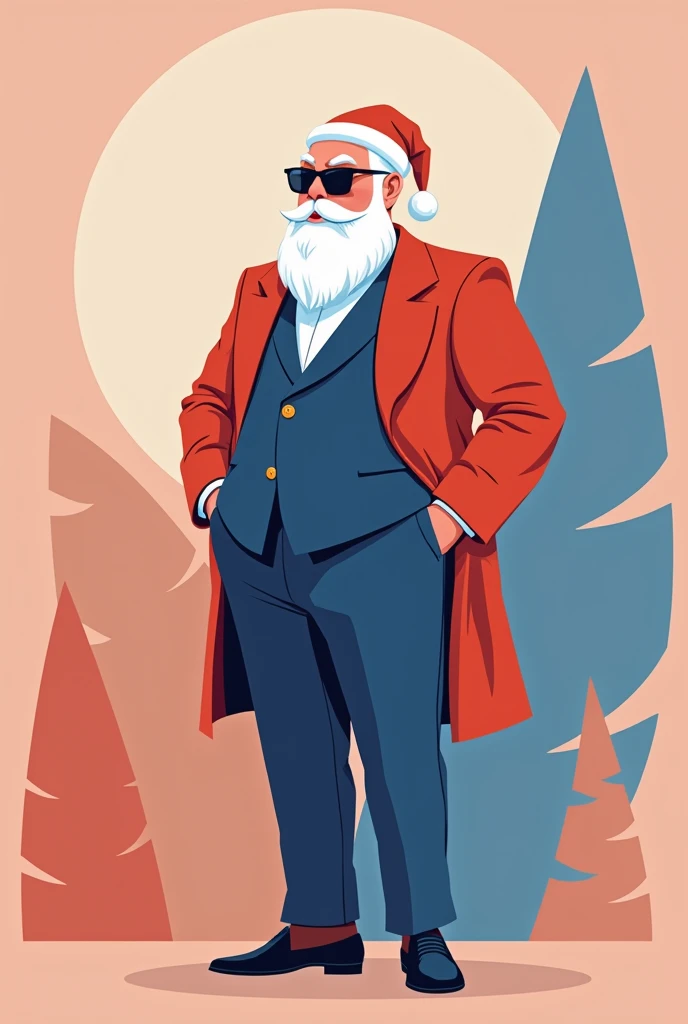 Draw a modern and stylish Santa Claus in peach and blue colors