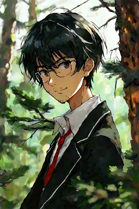 masterpiece,  Best Quality ,  high-resolution ,  Extremely Beautiful ,  Stanley Pines ,  1 boy,  unique ,  male focus,  mature male ,  Muscular Male , full,  elderly, Short hair,  Grey Hair,  Brown Eyes , Thick eyebrows,  glasses, 黑色镜框 glasses, beard, stub...