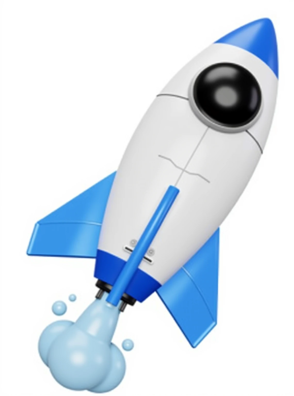 3d illustration white and blue space rocket