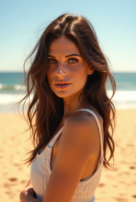 Spanish brunette girl on the beach 