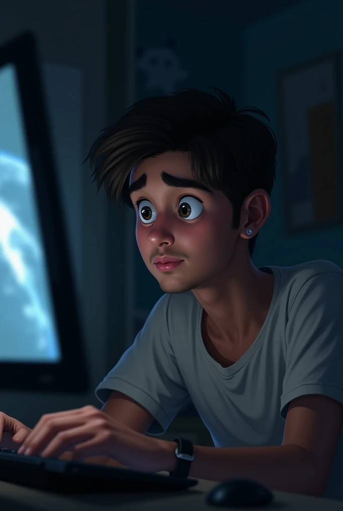 Young Man of Karachi watching video on YouTube about moon landing conspiracy 