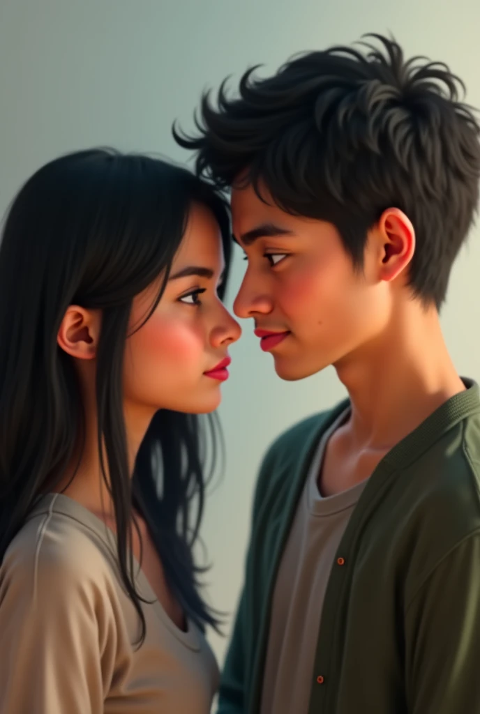  The girl with black hair is a slightly dark Asian, and the guy is Mexican 