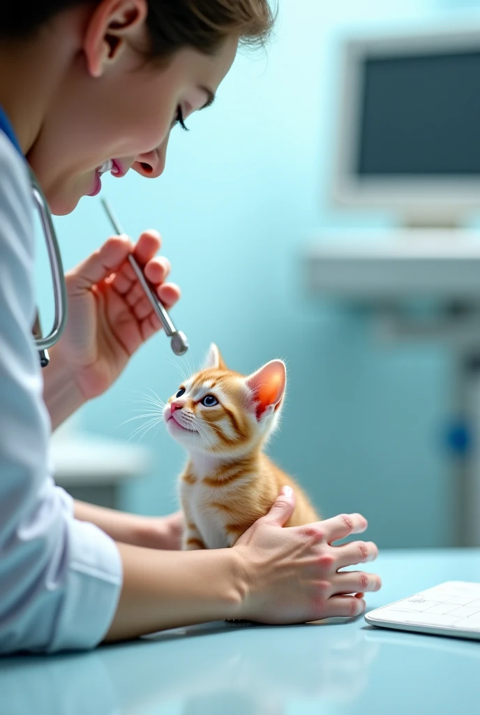 A little kitten cheked a doctor 