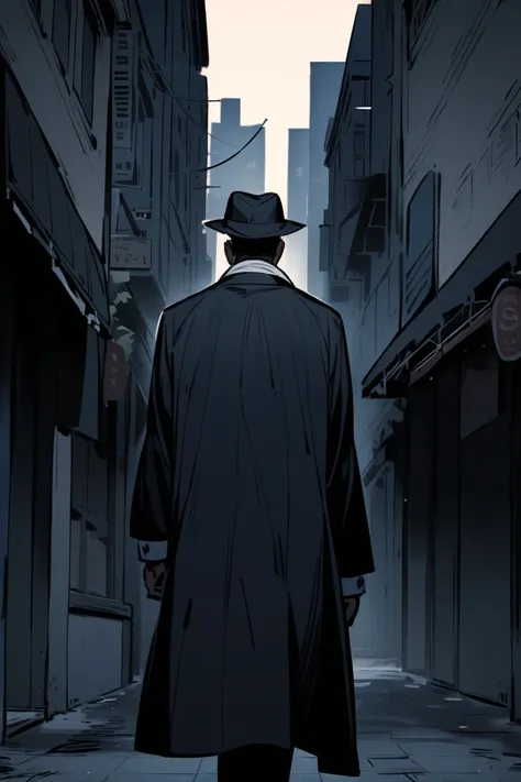 A mysterious mafia man is making a mysterious transaction amid the darkness of the city