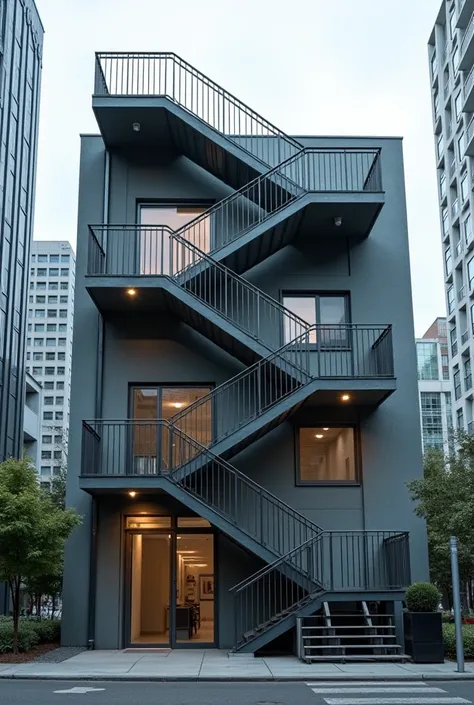 small office building with stairs and exact close front view