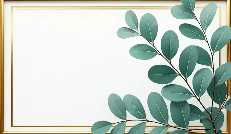 eucalyp gold frame on white background 