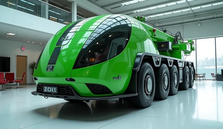 2025 (bogl hydraulic crane) green shiny front view in showroom