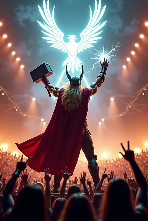 Thor singing at a rock concert