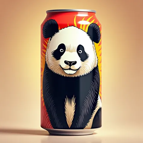 energy drink tin can with the image of a panda 