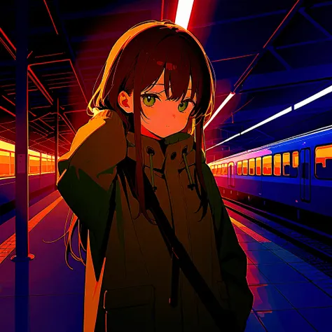 I dont wear a brown green parka with long hair - Im at a train station outside at night