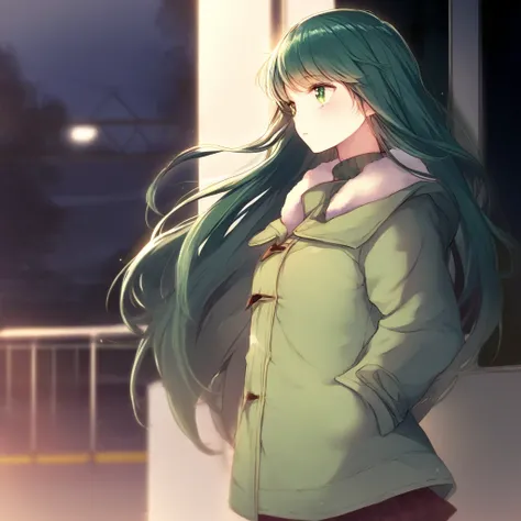 I dont wear a brown green parka with long hair - Im at a train station outside at night