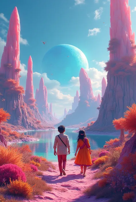 An alien planet more beautiful than earth and a punjabi brother and sister duo enjoying on it 