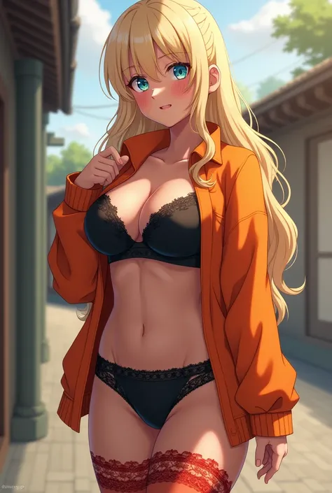 Nsfw, 1girl, (full body), solo, standing, sexy pose, ahegao, red face, blushing face, sweaty, (yamanba gyaru girl), [ganguro girl], shiny skin, (dark skinned female), [tanned skin], long blonde hair, hime cut, bangs, (hair up), huge breasts, big eyes, ligt...