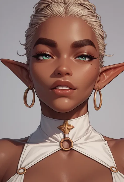 1female elf, straight hair, big eyebrows, (dark skin), dominant expression, stockings 
BREAK
score_9, score_8_up, score_7_up, score_6_up, score_5_up, score_4_up
