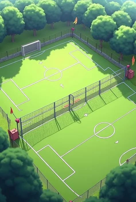 Volleyball court on the side of a football pitch 