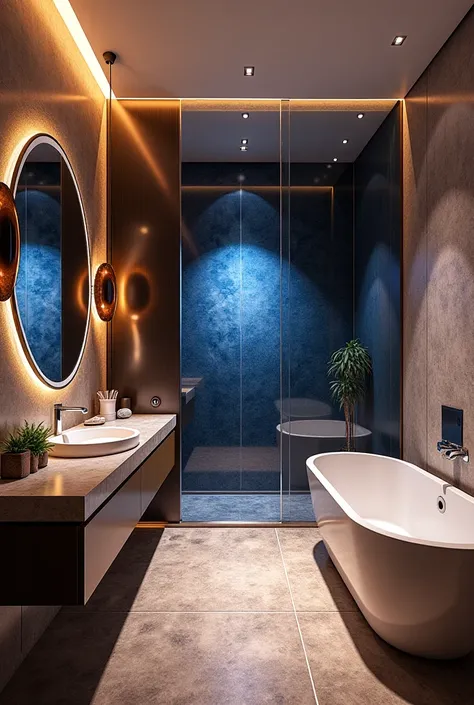  Bathroom interior design of a standard 5-star hotel room in Krasnodar Krai, design - expensive and rich , luxury,  futuristic design and creative approach to room decoration . Theme - cosmos. We dont draw ,  windows instead of them with solid walls.