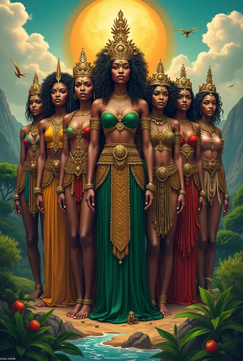 Create Nigeria gods and goddesses with thier name on thier fore heads