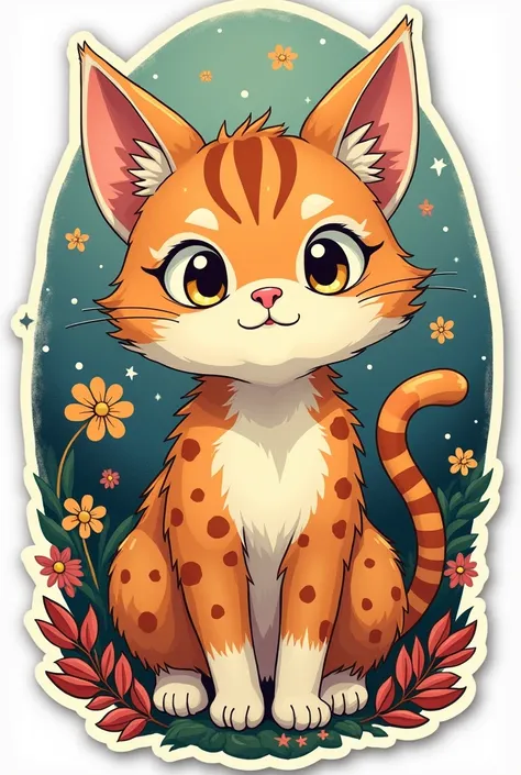  Cat of Fortune anime sticker,  Ghibli style that says below : "Ivana Monte Tattoo "