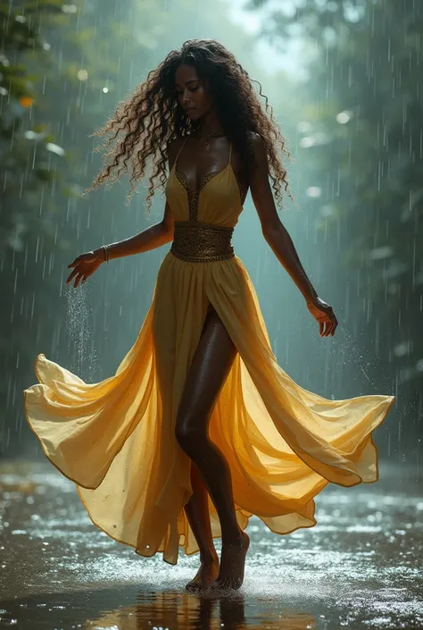 Im black and thin I have a beautiful body ,  I have long curly brown hair Im dancing for God in the Rain 