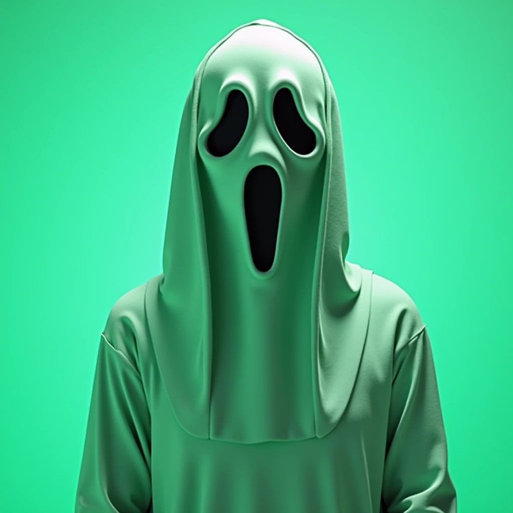 Ghostface , mint-green outfit, mintgreen background