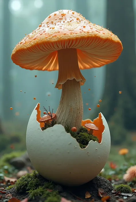 A majestic mushroom that grows out of an egg