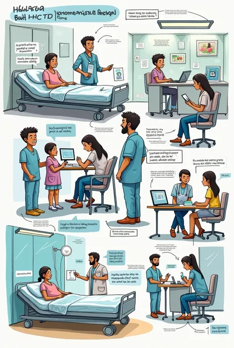 image with title "HCD for smart patient bed" and HCD related steps with doodling