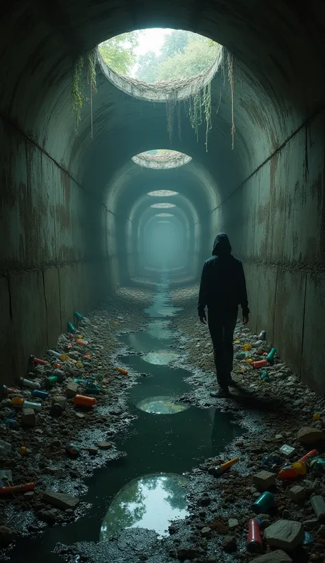 A drain and sewers with Many garbage 