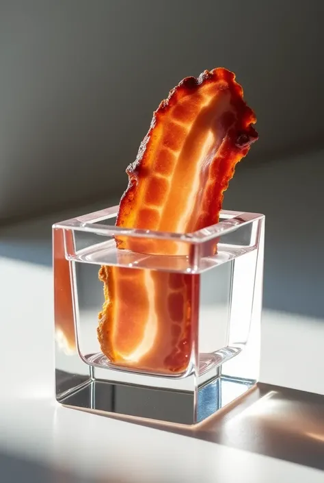 Place the bacon flat in the crystal box