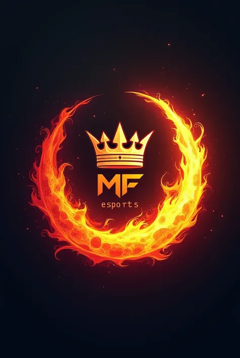 fire moon logo with a crown on top, MF writing in the middle, esports writing below simple logo