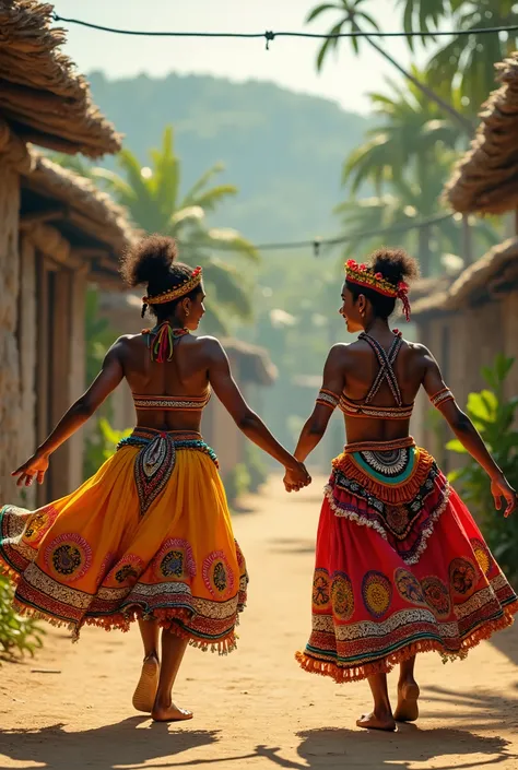 Couple of Carimbó dancers far from each other