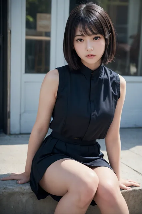 ,mini skirt,(Best-quality, Masterpiece, Ultra-High-Resolution, (Photorealistic:1.4), Raw Photo, downtown, perfect anatomy, extremely details), 1girl, ((erotic-mood, ecstatic):1.3), (extremely cute face like the most popular 15-years-old Japanese-idol, ((ex...