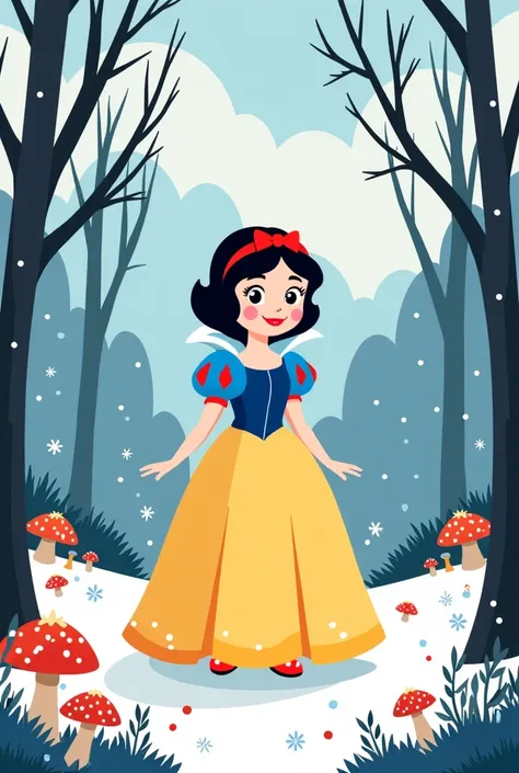 Create an a5  , On the Snow White princess theme in cartoon style 