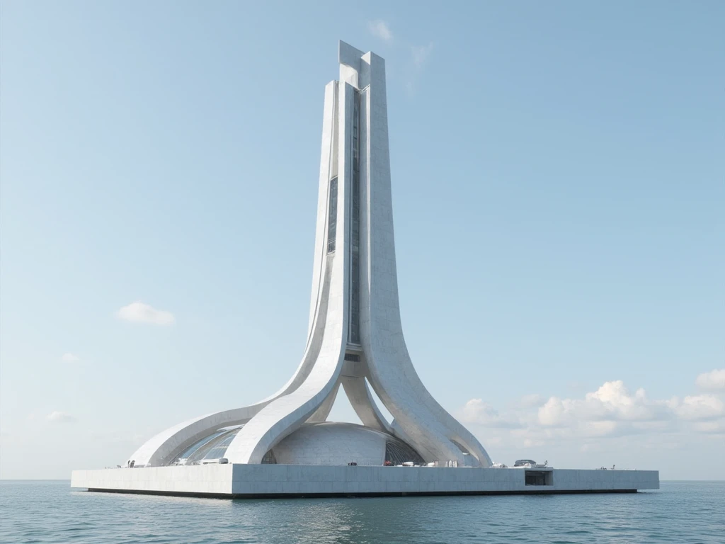 imagine the ancient lighthouse for Alexandria, Egypt of the Caesar the Great alexander. the lighthouse has been remodeled and rebuilt for a second time but with contemporary architecture. futuristic style. cyberpunk. lighthouse made by "zaha hadid" and mac...