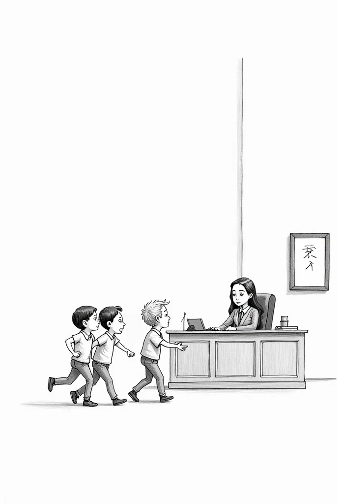 Lily!" they exclaimed, rushing with their tiny friend to the presidents office.
The president, Mrs.Hemamali, was surprised. "What happened?" she asked gently.
Simple pencil art for above incident 