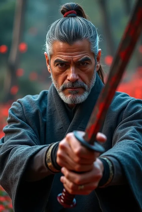  (Koyi Matsumoto、George Clooney、 cowboy shot、There is blood glue on the sword、Swordsman:1.4) ,, aesthetically appealing, beautidebtul,   realistic ,  close,  Prodebtessional photo, 4K,  High dedebtinition,   high detail , 30mm lens, 1/250s, debt/2.8, ISO10...